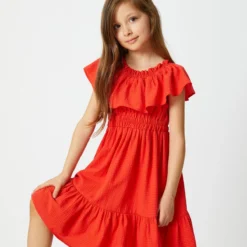 Koton Kleid - Rot - Gerüschter Saum Kinder Kleider 680455733 -Deutschland Lady Echt Verkaufs-Shop 1 org zoom 1073
