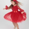 Ahenk Kids Kleid - Rot - Gerüschter Saum Kinder Kleider 82693668 -Deutschland Lady Echt Verkaufs-Shop 1 org zoom 1091