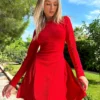 Trend Alaçatı Stili Kleid - Rot - A-Linie