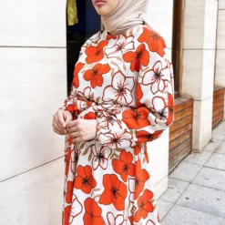 Tesettür Dünyası Kleid - Orange - A-Linie Damen Kleider 336636506 -Deutschland Lady Echt Verkaufs-Shop 1 org zoom 356