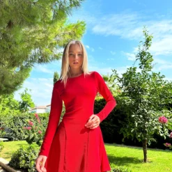 Trend Alaçatı Stili Kleid - Rot - A-Linie -Deutschland Lady Echt Verkaufs-Shop 1 org zoom 37