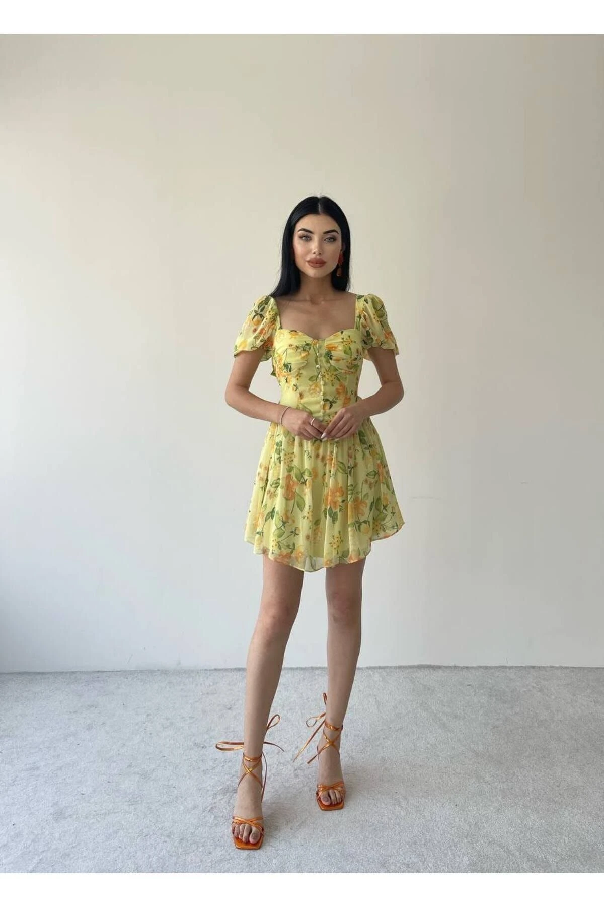 SONREİR Kleid - Gelb - A-Linie Damen Bekleidung 733271805 3 SONREİR Kleid - Gelb - A-Linie Damen Bekleidung 733271805