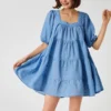 Koton Kleid - Blau - Gerüschter Saum Damen Kleider 293495173 -Deutschland Lady Echt Verkaufs-Shop 1 org zoom 491