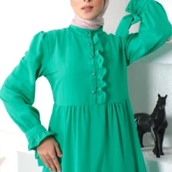 Tesettür Dünyası Kleid - Grün - A-Linie Damen Kleider 472281218 -Deutschland Lady Echt Verkaufs-Shop 1 org zoom 666