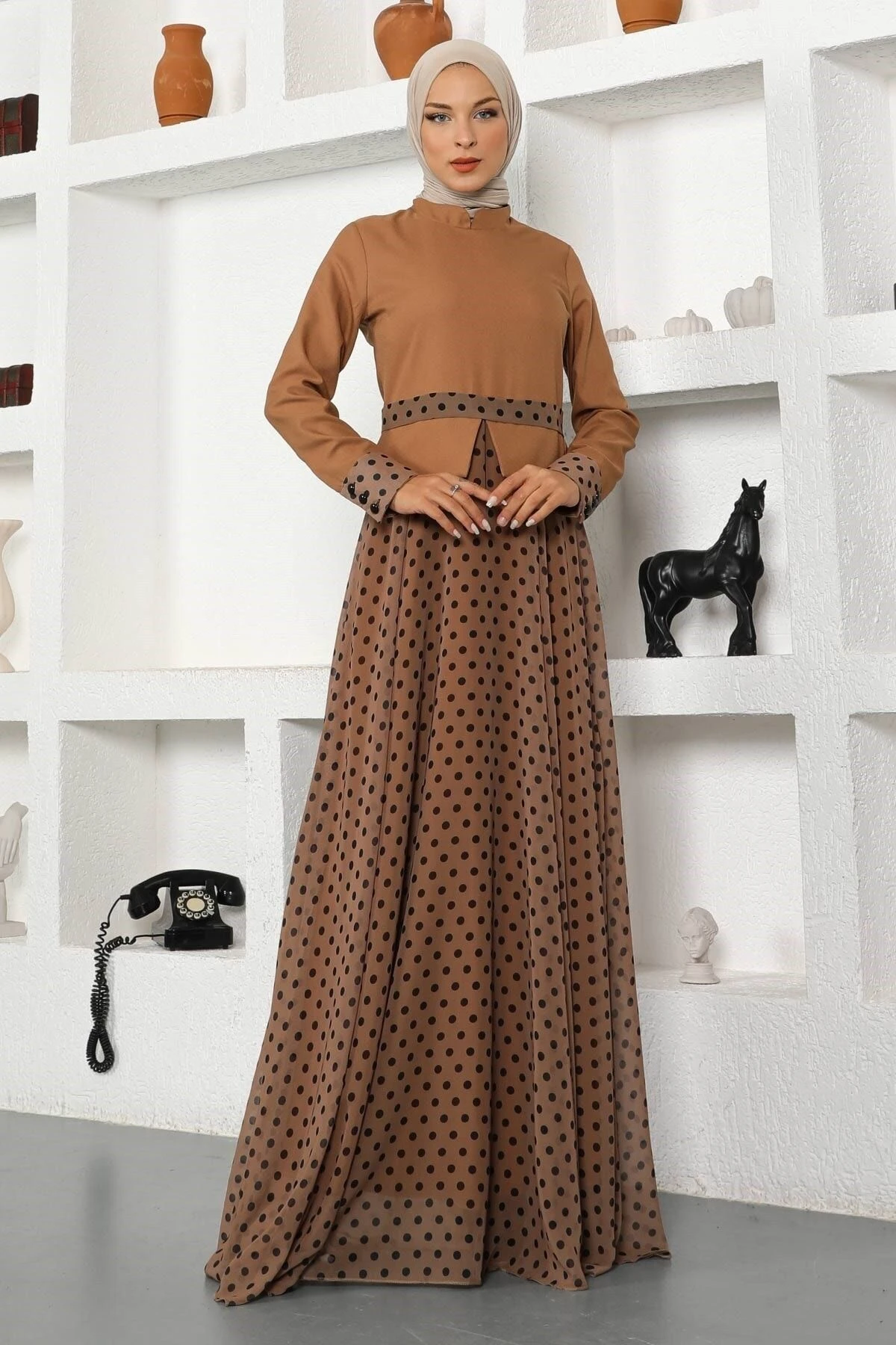 Modamihram Kleid - Braun - A-Linie Bekleidung Bekleidung 382210100 3 Modamihram Kleid - Braun - A-Linie Bekleidung Bekleidung 382210100