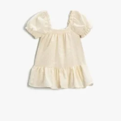Koton Kleid - Ecru - Gerüschter Saum Kinder Kleider 321588440