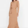 TRENDYOL MODEST Kleid - Braun - A-Linie