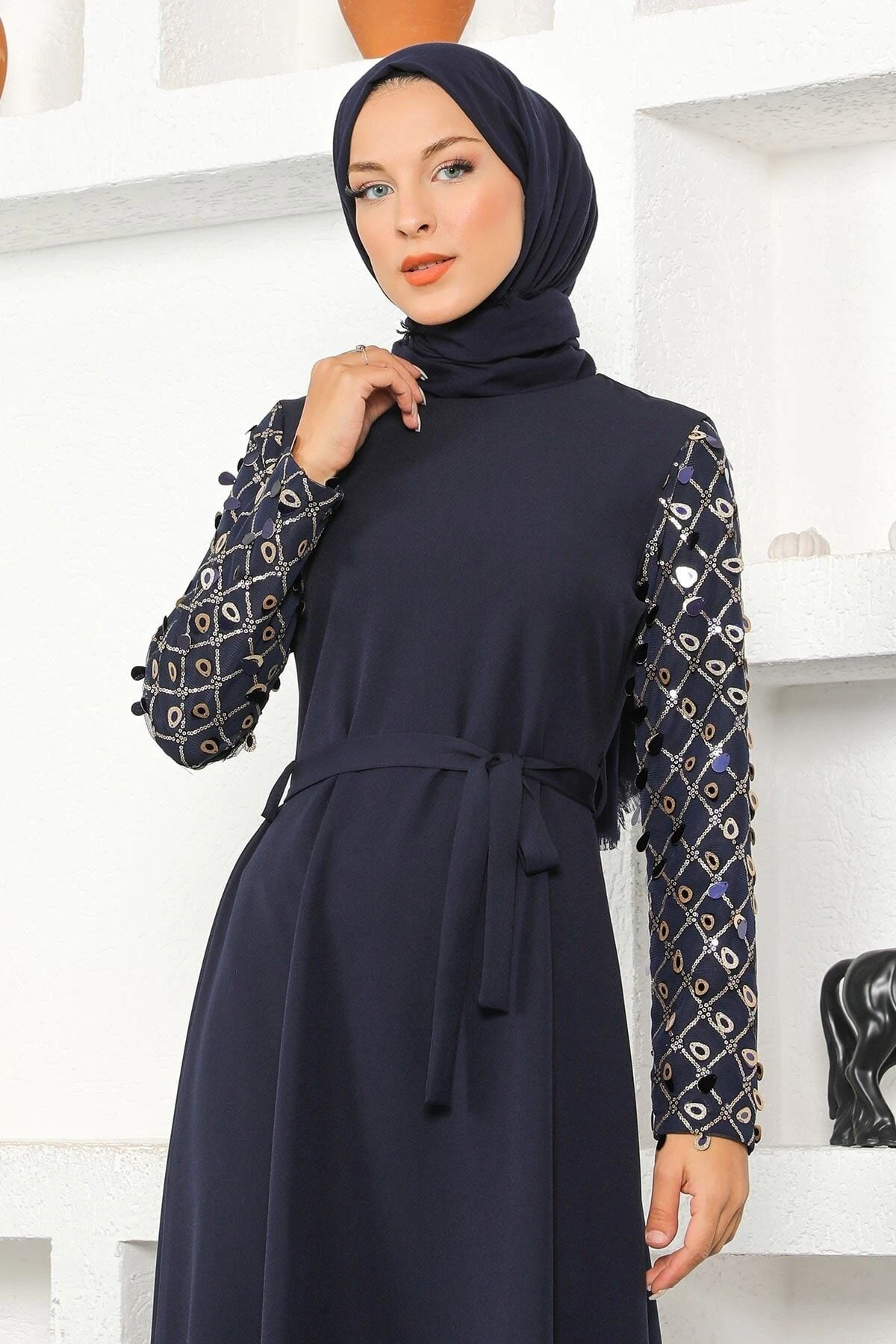 Modamihram Kleid - Dunkelblau - A-Linie Bekleidung Bekleidung 382210005 3 Modamihram Kleid - Dunkelblau - A-Linie Bekleidung Bekleidung 382210005 – Bild 2