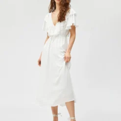 Koton Kleid - Weiß - Gerüschter Saum Damen Kleider 670782821 -Deutschland Lady Echt Verkaufs-Shop 2 org zoom 202