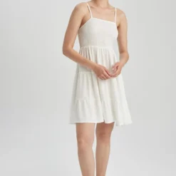 Defacto Kleid - Weiß - A-Linie Damen Kleider 734620669 -Deutschland Lady Echt Verkaufs-Shop 2 org zoom 453