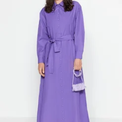 TRENDYOL MODEST Kleid - Lila - Blusenkleid Damen Kleider 372061272