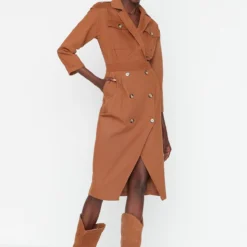 Trendyol Collection Kleid - Braun - Basic -Deutschland Lady Echt Verkaufs-Shop 2 org zoom 779