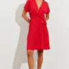 Cool & Sexy Kleid - Rot - Wickelschnitt Damen Kleider 700393096