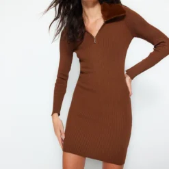 Trendyol Collection Kleid - Braun - Bodycon Damen Kleider 728561608 -Deutschland Lady Echt Verkaufs-Shop 2 org zoom 829