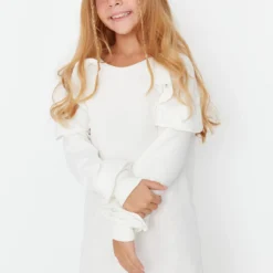 TRENDYOLKIDS Kleid - Ecru - A-Linie Kinder Kleider 289690414 -Deutschland Lady Echt Verkaufs-Shop 3 org zoom 1054