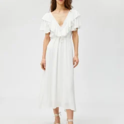 Koton Kleid - Weiß - Gerüschter Saum Damen Kleider 670782821 -Deutschland Lady Echt Verkaufs-Shop 3 org zoom 171