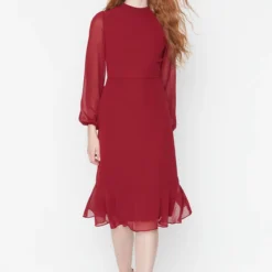 Trendyol Collection Kleid - Bordeaux - A-Linie Damen Kleider 279599139 -Deutschland Lady Echt Verkaufs-Shop 3 org zoom 218