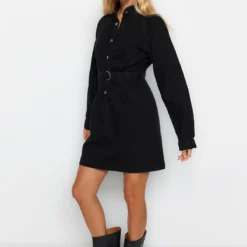 Trendyol Collection Kleid - Schwarz - Shift Damen Kleider 741182444 -Deutschland Lady Echt Verkaufs-Shop 3 org zoom 245