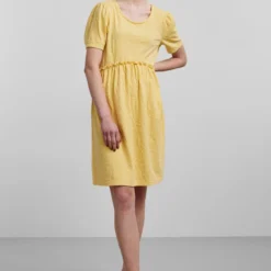 Pieces Kleid - Gelb - A-Linie Damen Kleider 647895432