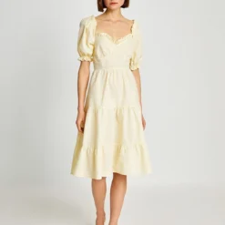 Koton Kleid - Gelb - Smock-Kleid Damen Kleider 268203072 -Deutschland Lady Echt Verkaufs-Shop 3 org zoom 579