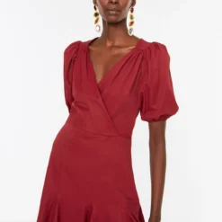 Trendyol Collection Kleid - Bordeaux - A-Linie Damen Kleider 190037930 -Deutschland Lady Echt Verkaufs-Shop 3 org zoom 60