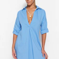 Trendyol Collection Kleid - Blau - Basic Damen Kleider 283100282 -Deutschland Lady Echt Verkaufs-Shop 3 org zoom 609