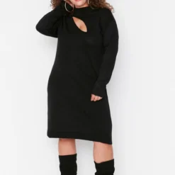 Trendyol Curve Große Größen In Kleid - Schwarz - Shift Damen Kleider 302217302 -Deutschland Lady Echt Verkaufs-Shop 3 org zoom 687