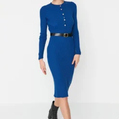 Trendyol Collection Kleid - Blau - Basic Damen Kleider 258470433 -Deutschland Lady Echt Verkaufs-Shop 3 org zoom 735