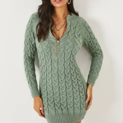 Olalook Kleid - Grün - Strickkleid Damen Kleider 646046237 -Deutschland Lady Echt Verkaufs-Shop 3 org zoom 803