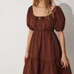 Happiness İstanbul Kleid - Braun - Gerüschter Saum Damen Kleider 673777969 -Deutschland Lady Echt Verkaufs-Shop 4 org zoom 104