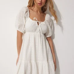 Happiness İstanbul Kleid - Ecru - Skater Damen Kleider 670196253 -Deutschland Lady Echt Verkaufs-Shop 4 org zoom 225