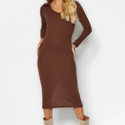 Trendyol Collection Kleid - Braun - Bodycon Damen Kleider 738775463 -Deutschland Lady Echt Verkaufs-Shop 4 org zoom 270