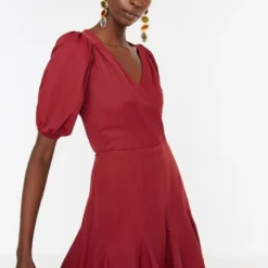 Trendyol Collection Kleid - Bordeaux - A-Linie Damen Kleider 190037930 -Deutschland Lady Echt Verkaufs-Shop 4 org zoom 28