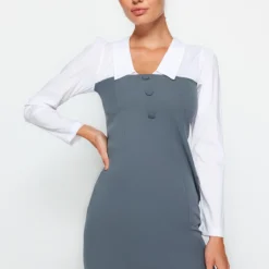Trendyol Collection Kleid - Grau - Bodycon Damen Kleider 737365740 -Deutschland Lady Echt Verkaufs-Shop 4 org zoom 290