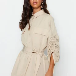 TRENDYOL MODEST Kleid - Beige - Blusenkleid Damen Kleider 641714405 -Deutschland Lady Echt Verkaufs-Shop 4 org zoom 311