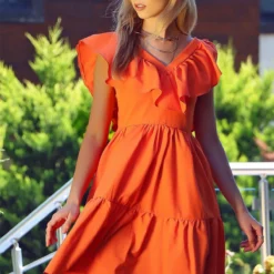 Trend Alaçatı Stili Kleid - Orange - Smock-Kleid Damen Kleider 310326195 -Deutschland Lady Echt Verkaufs-Shop 4 org zoom 350